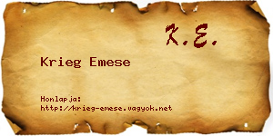 Krieg Emese névjegykártya